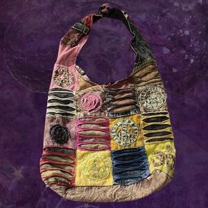 Colorful Patchwork Hippie Bohemian Whimsical Style Shoulder Bag